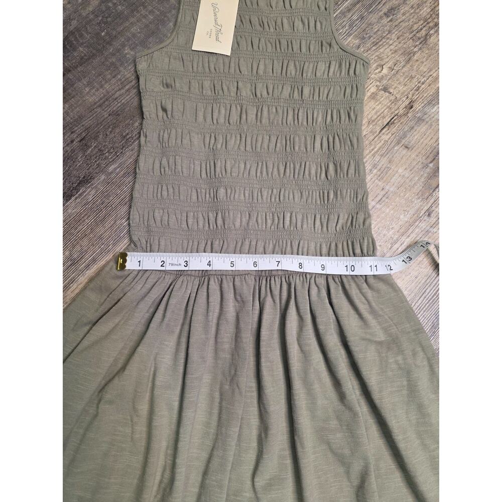 Universal Thread Smocked Maxi Drop Waist A-Line Pocket Dress Olive Green XS - Picture 3 of 6